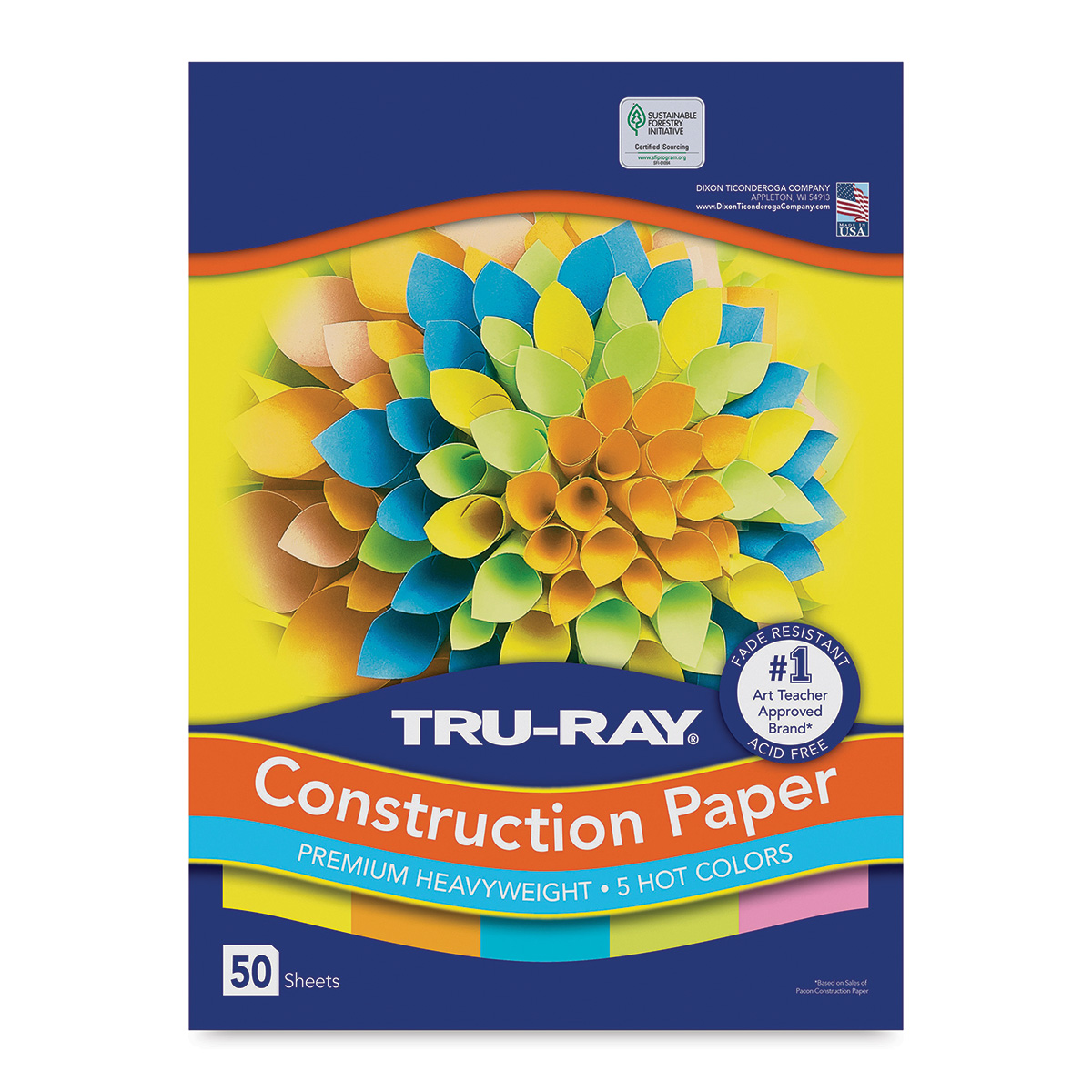 Tru-Ray Construction Paper, 76 lb Text Weight, 9 x 12, Brilliant Lime,  50/Pack