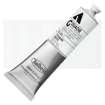Open in modal - Holbein Acrylic Gouache – Titanium White, 150 ml tube and swatch