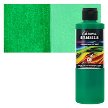 Open in modal - Chroma Craft Colors Acrylic Paint - Green with Envy, swatch and bottle