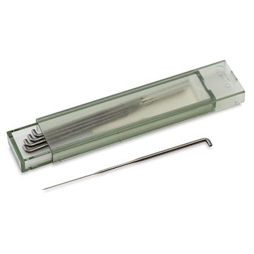 Open in modal - Clover Felting Tools - Fine Needle Refill storage container shown with one needle shown separately