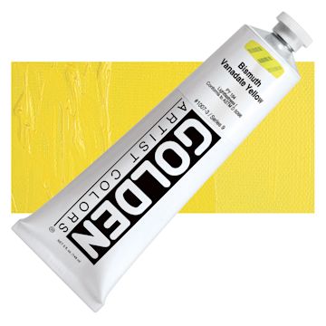 Open in modal - Golden Heavy Body Artist Acrylic - Bismuth Vanadate Yellow, 5 oz tube and swatch