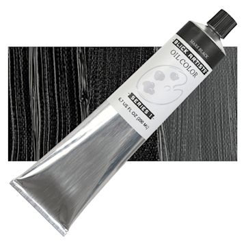 Open in modal - Blick Artists' Oil Paint - Mars Black, 200 ml tube and swatch
