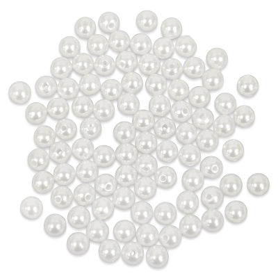 Craft Medley Pearl Acrylic Beads - White, 8 mm, Package of 80