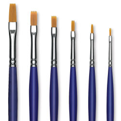 Blick Scholastic Golden Taklon Brush Set - Flat, Long Handle, Set of 6