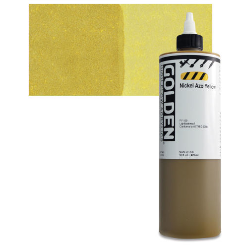 Golden High Flow Acrylics - Nickel Azo Yellow, 16 oz bottle