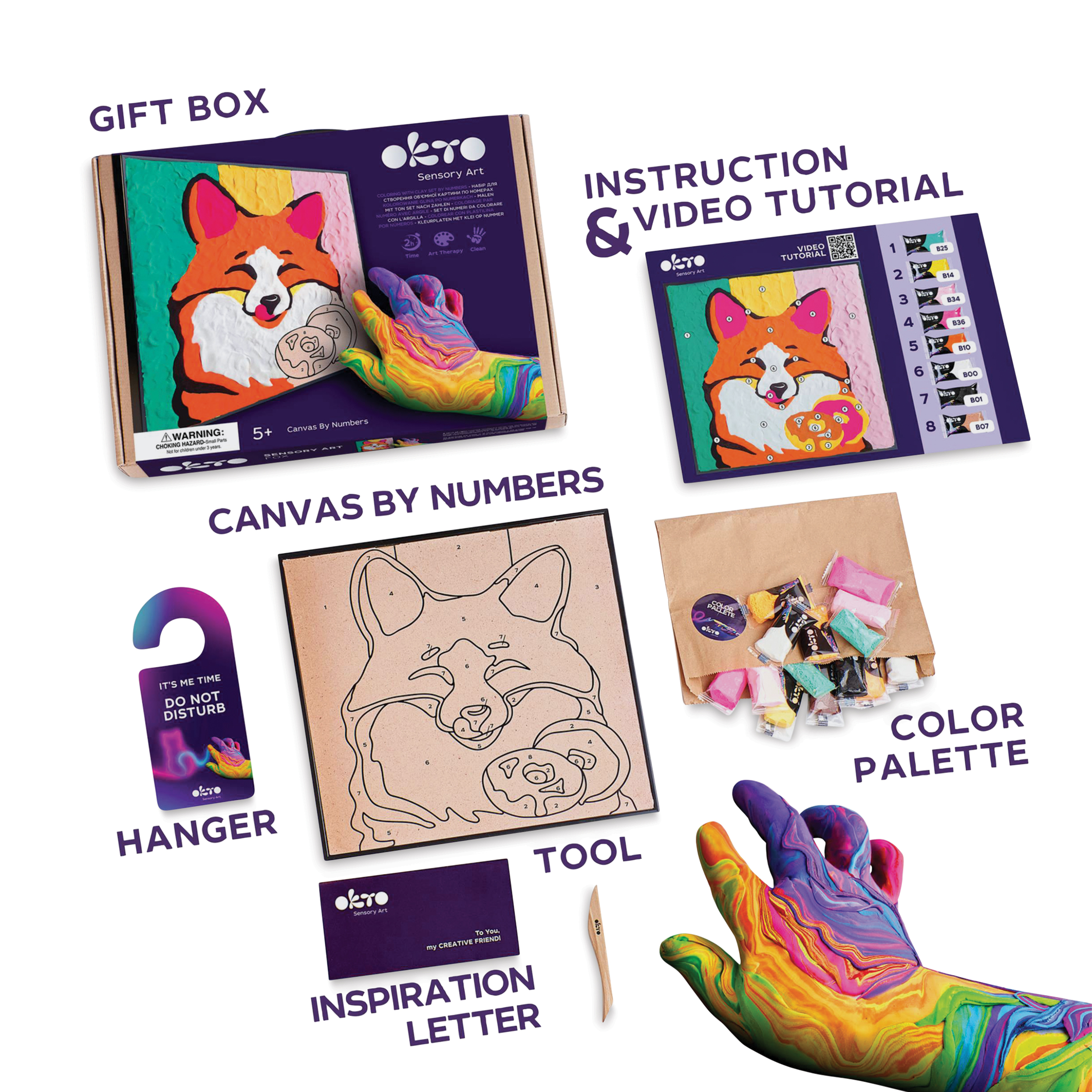 Okto Sensory Art Clay Color By Number Kit - Fox | BLICK Art Materials