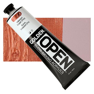 Open in modal - Golden Open Acrylic - Iridescent Copper (Fine), 5 oz, Tube and swatch