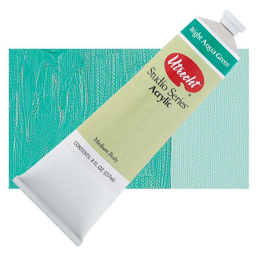 Utrecht Studio Series Acrylic Paint Bright Aqua Green, 237 ml tube