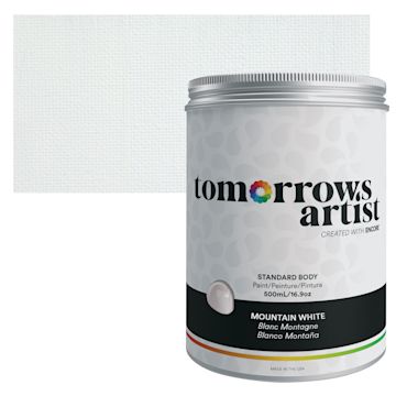 Open in modal - Tomorrow's Artist Eco-Friendly Standard Body Acrylic Paint - Mountain White, 500 ml jar and swatch