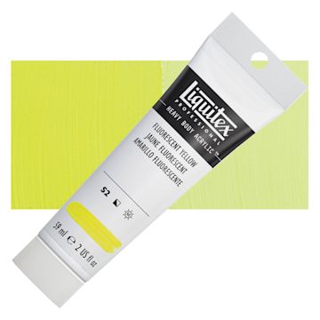 Open in modal - Liquitex Heavy Body Artist Acrylic - Fluorescent Yellow, 59 ml, Tube and swatch