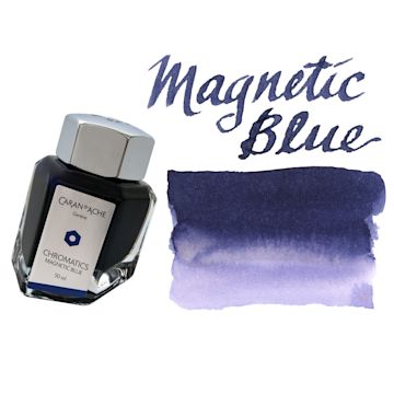 Open in modal - Caran d'Ache Chromatics Ink - Magnetic Blue, swatch and jar