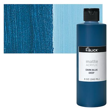 Open in modal - Blick Matte Acrylic - Dark Blue Deep, 8 oz bottle and swatch