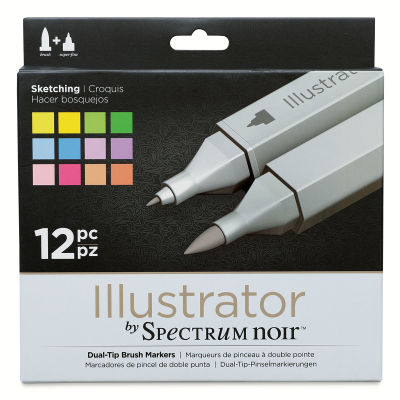 Spectrum Noir Illustrator Markers - Front of package of Set of 12 Sketching Colors