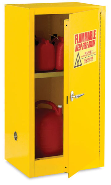 Safety Cabinet - SIngle Door Cabinet shown open slightly