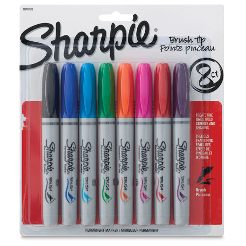 Sharpie Permanent Markers, Fine Tip, Assorted Colors, 8/Pack