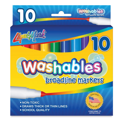 Washable Broadline Markers - Front view of Set of 10