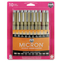 Sakura Pigma Micron Pens - Set of 10, Black, Fine and Bold Sizes