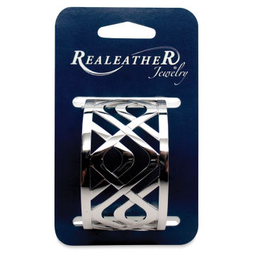 Realeather Filigree Bracelet- 1 1/2" Chrome Cantinia style, shown packaged