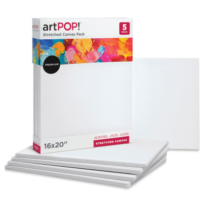 artPOP! Stretched Canvas Pack - 16" x 20", Pkg of 5 (In and out of packaging)