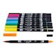 Tombow Dual Brush Pens - 80s Colors Set with one marker uncapped.