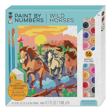 Open in modal - Bright Stripes iHeartArt Paint By Number Kit - Wild Horses, front of packaging