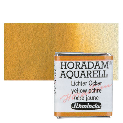 Schmincke Horadam Aquarell Artist Watercolor - Yellow Ochre, Half Pan with Swatch