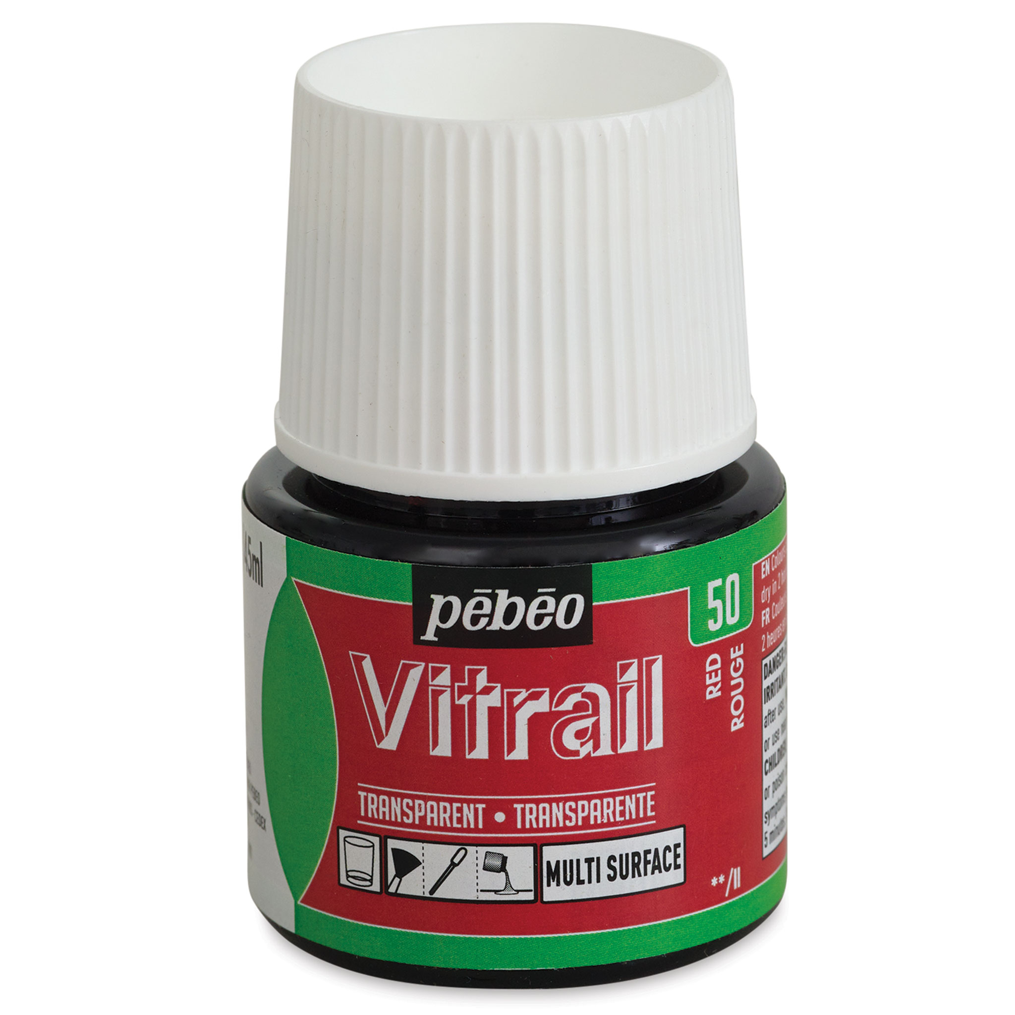 Pebeo Vitrail Paint - Red, 45 ml bottle