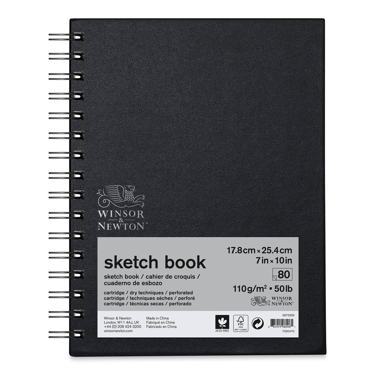 Winsor & Newton Spiral Sketchbook - 10" x 7" (shown with removable sticker)