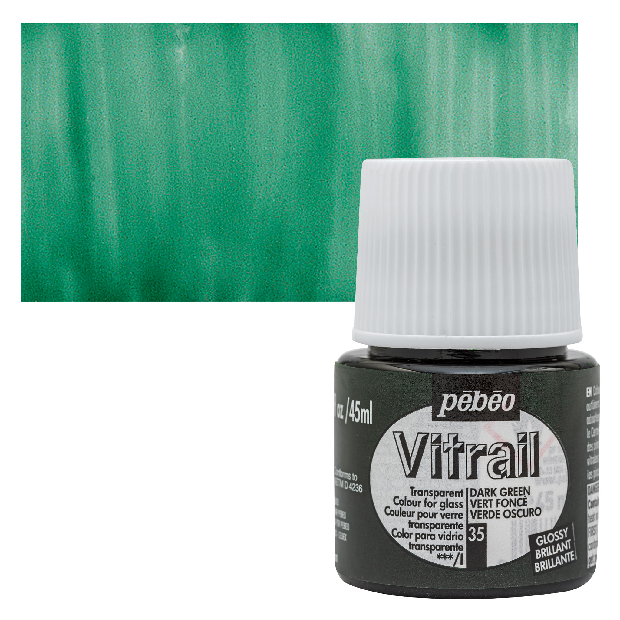 Pebeo Vitrail Paint - Dark Green, 45 ml bottle