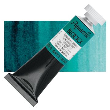 Open in modal - Blockx Artists' Watercolor - Turquoise Green, 15 ml Tube and swatch