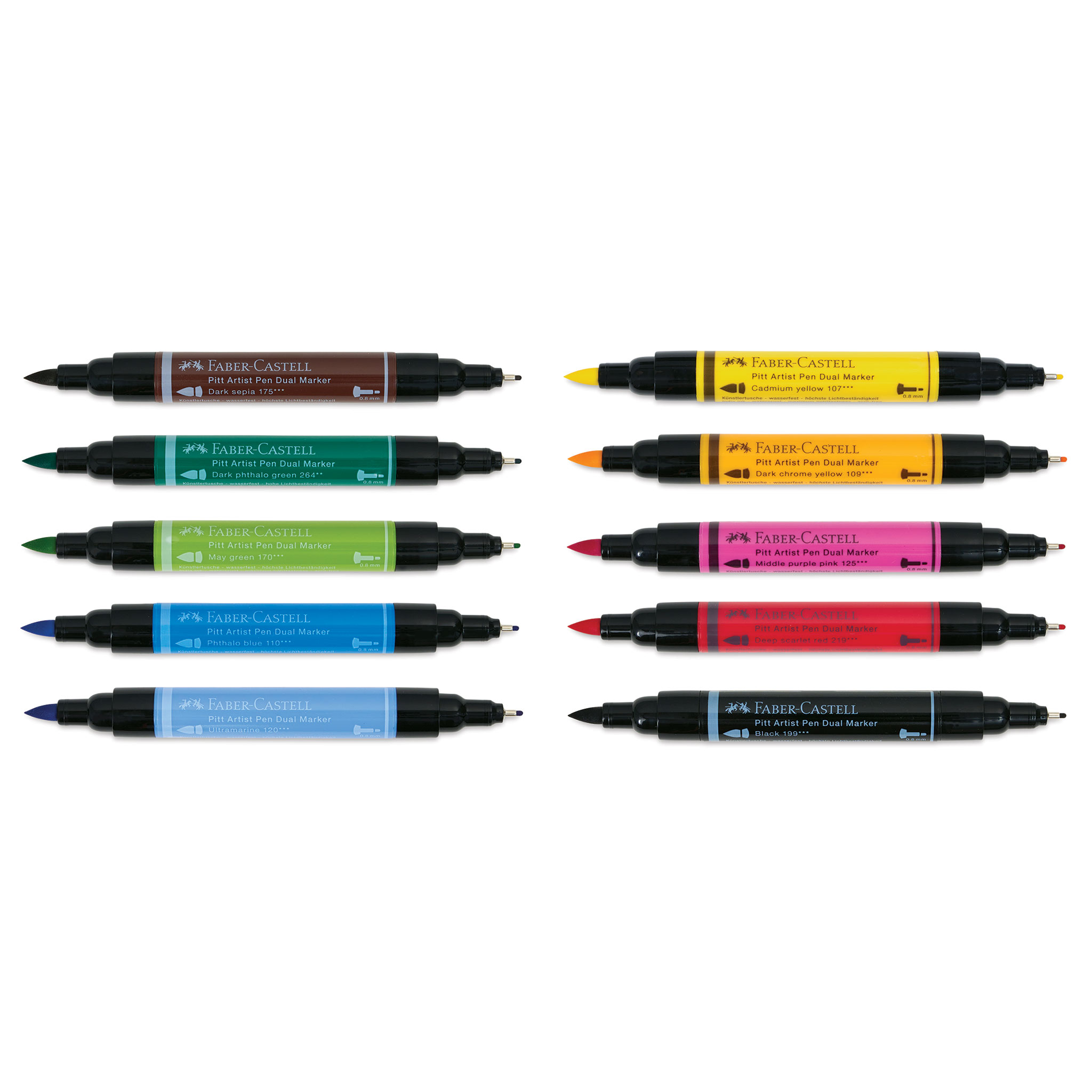 Faber-castell PITT Artist Pens Set of 4, Assorted Sizes, Black or Sepia 