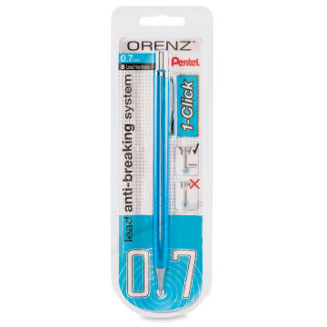 Pentel Orenz 1-Click Mechanical Pencil - Sky Blue, 0.7mm (front of package)