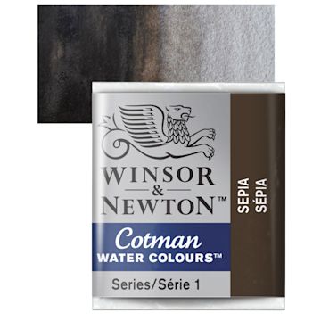 Open in modal - Winsor & Newton Cotman Watercolor Half Pan - Sepia and swatch