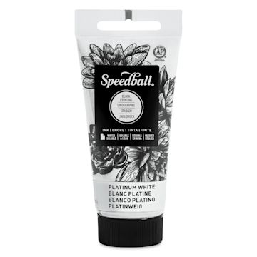 Open in modal - Speedball Water-Soluble Block Printing Ink - Platinum White (Metallic), 1.25 oz