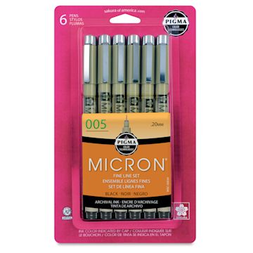 Open in modal - Sakura Pigma Micron Pens - Set of 6, Black, 005