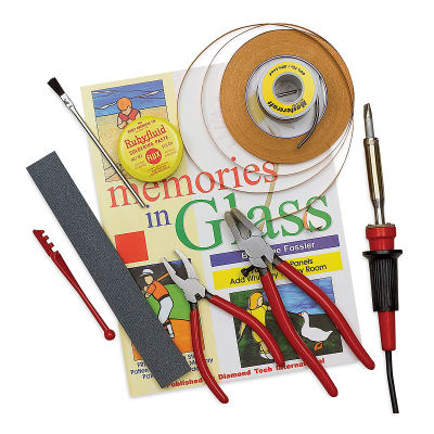Jennifer's Mosaics Stained Glass Class Kit - Components of kit shown