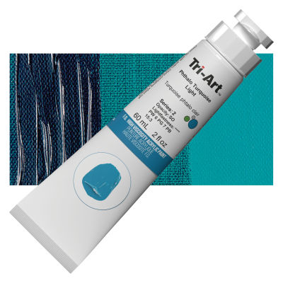 Tri-Art Finest Quality Artist Acrylics - Phthalo Turquoise, 60 ml tube with swatch