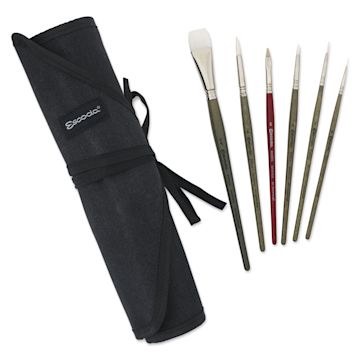 Open in modal - Escoda Signature Ali Cavanaugh Synthetic Brushes - Assorted, Set of 6, case and brushes