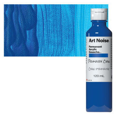Tri-Art Art Noise Permanent Acrylic Gouache - Primary Cyan, 120 ml, Bottle with swatch
