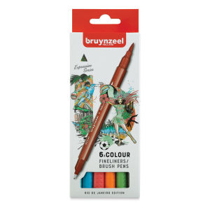Bruynzeel Fineliner Brush Pens - Rio, Set of 6 (front of package)