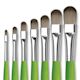 Fit For School & Hobby Brushes - Closeup of seven Filbert brushes
