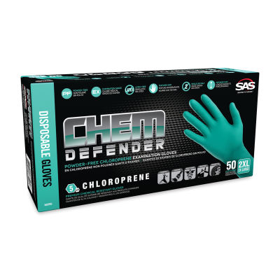 SAS Safety ChemDefender Chloroprene Disposable Gloves - 2X-Large, Pkg of 50