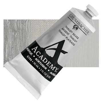 Open in modal - Grumbacher Academy Acrylic - Thalo Silver - tube and swatch