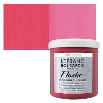 Open in modal - Lefranc & Bourgeois Flashe Vinyl Paint - Ruby Red, 125 ml jar and swatch