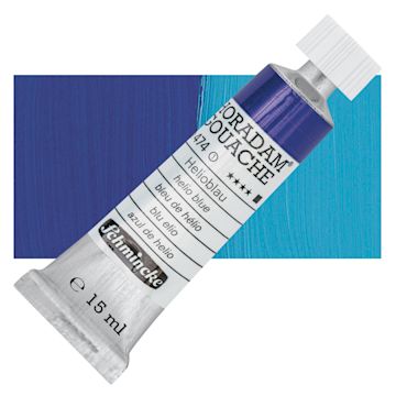 Open in modal - Schmincke Horadam Artist Gouache - Helio Blue, 15 ml tube and swatch