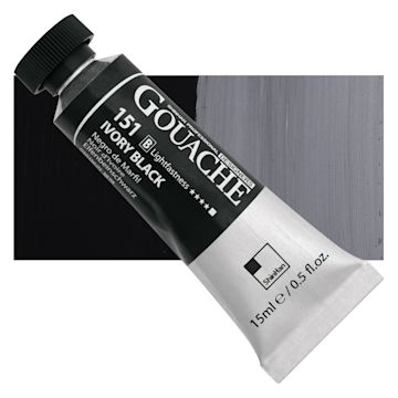 Open in modal - ShinHan Professional Designers Gouache - Ivory Black, 15 ml tube and swatch