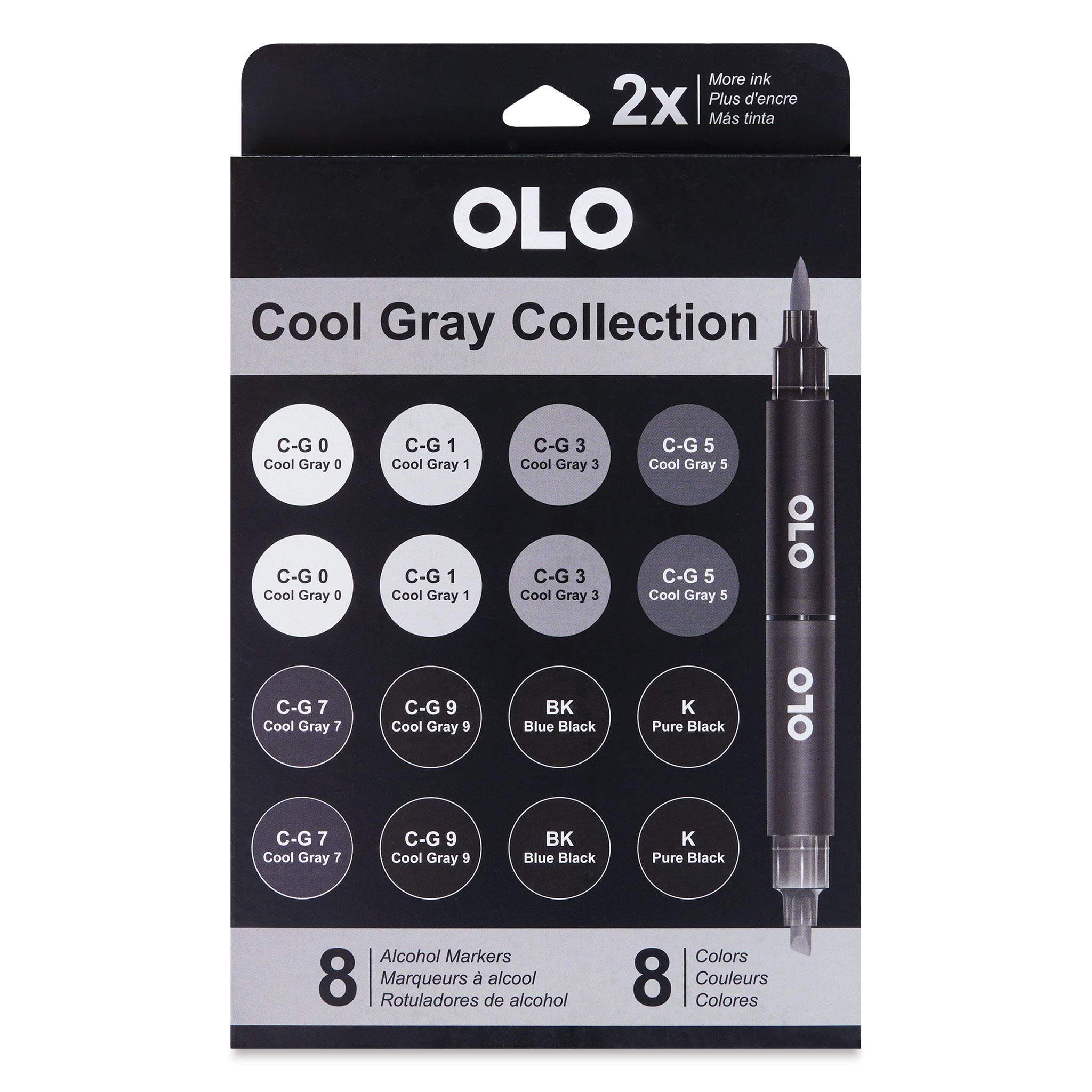 Olo Brush Markers Cool Gray Set of 8
