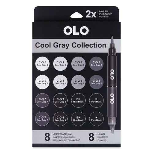 Olo Dual-Tip Markers - Cool Gray Set 8, Set of 8