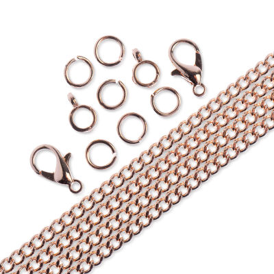 John Bead Curb Chain and Findings Set - 3 mm, Rose Gold (Out of packaging)