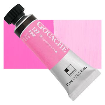 Open in modal - ShinHan Professional Designers Gouache - Pink 15 ml tube and swatch